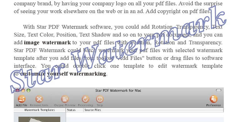 Star PDF Watermark for Mac text stamp effect